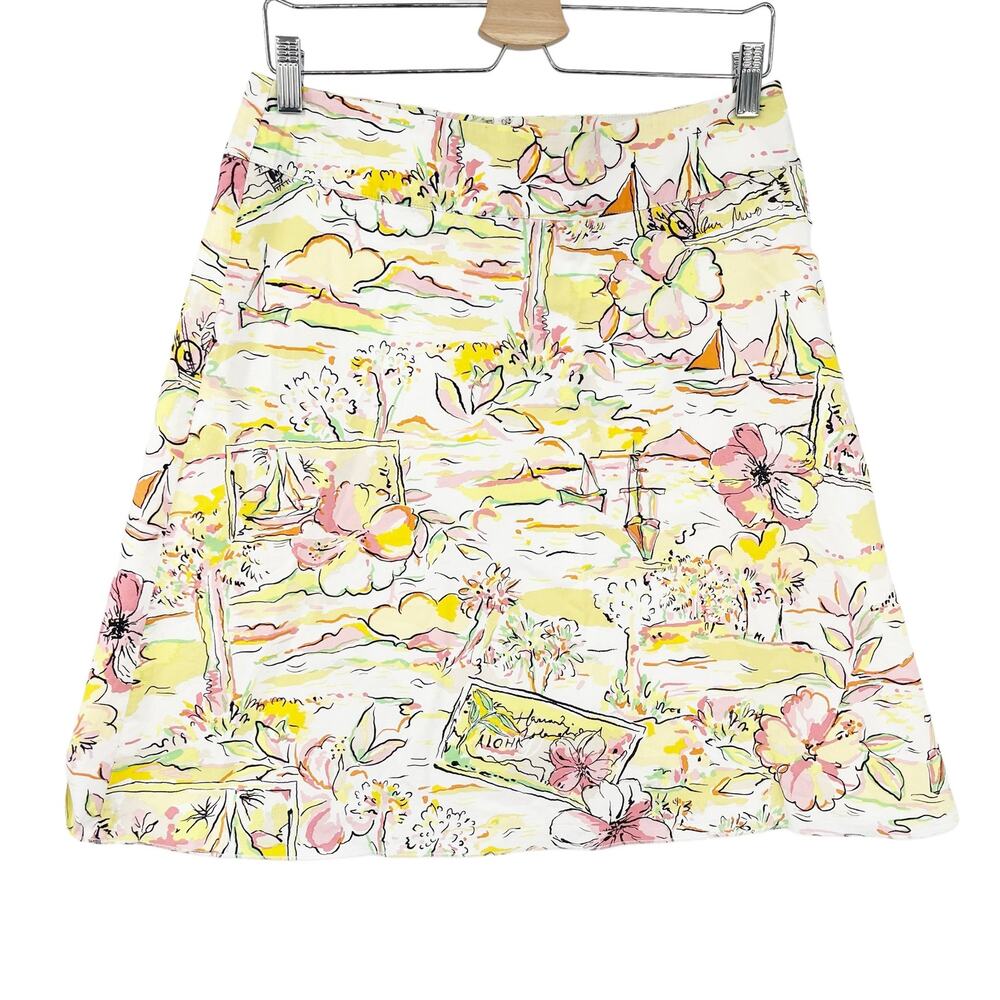 Express Womens Resort Beach Aloha‎ Hawaiian Tropical Floral A-Line Skirt Size 6